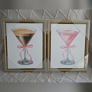 NWT Set of 2 Gold Framed Cocktail Art Prints